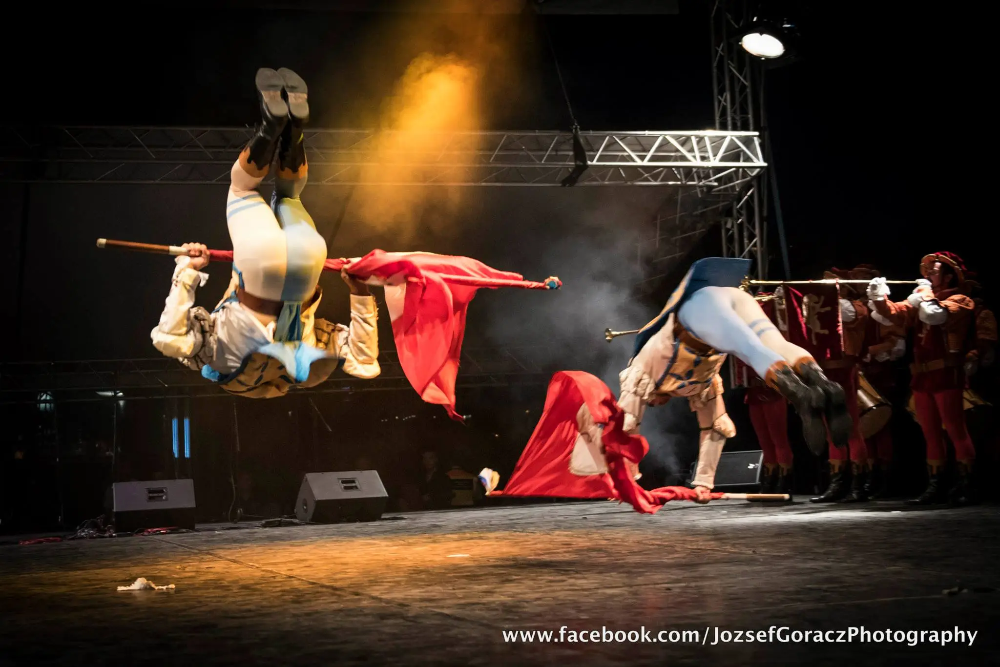 Acrobatic Choreography Flag Throwers Leap of Death Rioni Cori Italy